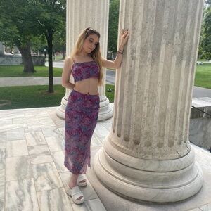 RARE Forever 21 marble cami top and midi skirt